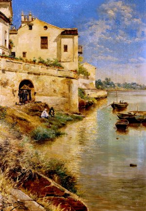 The Borders of Guadalquivir by Manuel Garcia y Rodriguez Oil Painting