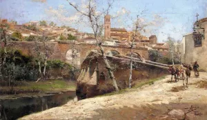 View Of Alcala De Henares by Manuel Garcia y Rodriguez Oil Painting