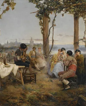 An afternoon's amusements, Seville by Manuel Ramirez Ibanez Oil Painting
