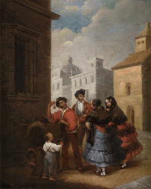 At the San Isidro Fair by Manuel Rodriguez De Guzman Oil Painting