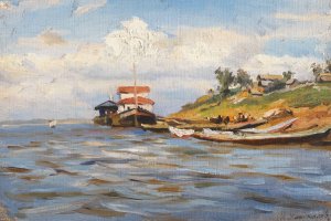 Sunny Day On The Volga by Manuil Khristoforovich Aladzhalov Oil Painting