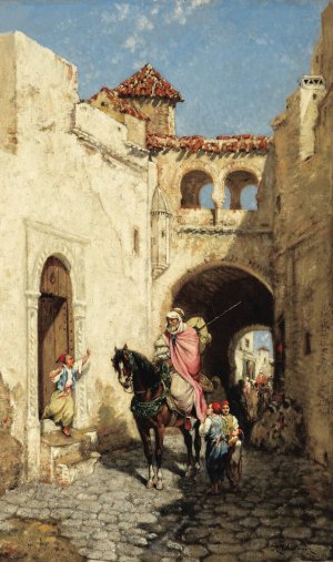 Street Scene in Algeria by Marc-Alfred Chataud Oil Painting