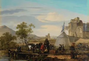 Soldier's Camp by Marc-Antoine-Michel-Hamon Duplessis Oil Painting