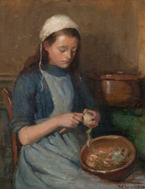 Peeling Apples by Marc-Aurele De Foy Suzor-Cote Oil Painting