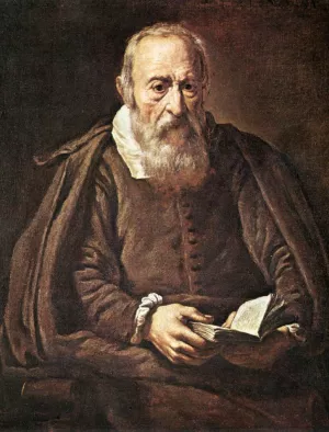 Portrait of an Old Man with Book by Marcantonio Bassetti Oil Painting