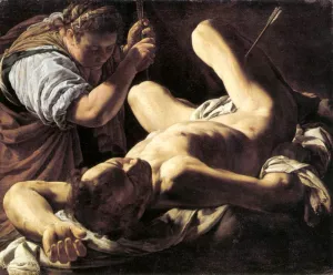 St Sebastian Tended by St Irene by Marcantonio Bassetti Oil Painting