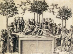 Apollo on the Parnassus by Marcantonio Raimondi Oil Painting