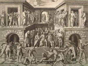 Martyrdom of St Lawrence by Marcantonio Raimondi Oil Painting