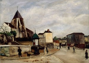 L'eglise Saint-Germain-de-Charonne, la place Saint-Blaise et la rue de Bagnolet by Marcel Leprin Oil Painting