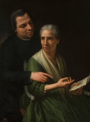 Portrait of Marcello Bacciarelli's mother and brother by Marcello Bacciarelli Oil Painting