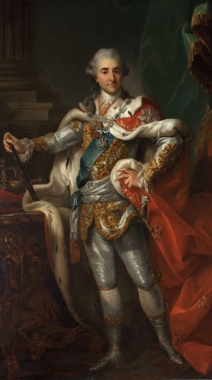 Portrait of Stanislaw August Poniatowski in the coronation costume by Marcello Bacciarelli Oil Painting