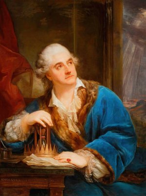 Portrait of Stanislaw August with hourglass by Marcello Bacciarelli Oil Painting