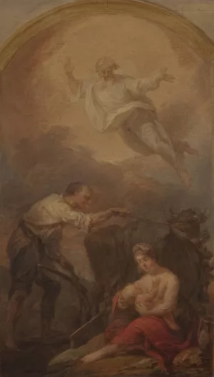 Saint Isidore ploughing, sketch by Marcello Bacciarelli Oil Painting
