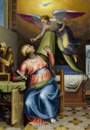 Annunciation to the Virgin by Marcello Venusti Oil Painting