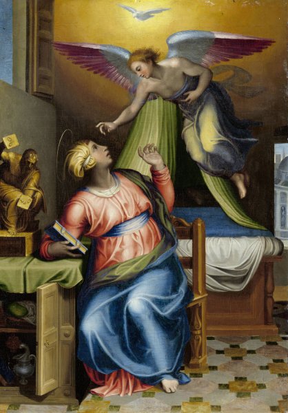 Annunciation to the Virgin  by Marcello Venusti - Hand-Painted Oil Painting Reproduction