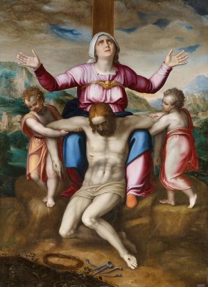 The Pieta with Two Angels by Marcello Venusti Oil Painting