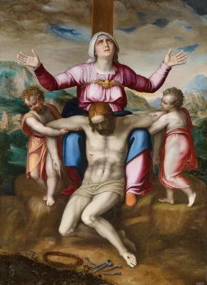 The Pieta with Two Angels by Marcello Venusti Oil Painting