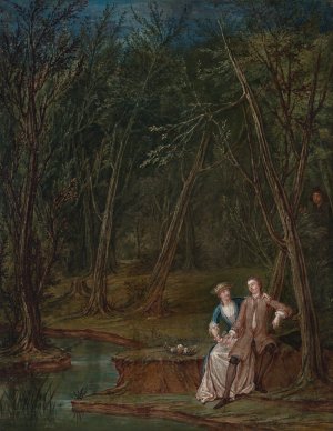 Lovers in a glade by Marcellus Laroon The Younger Oil Painting