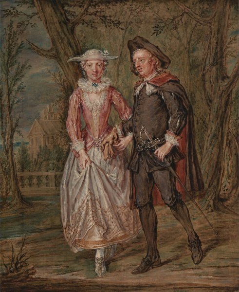 Lovers in a park  by Marcellus Laroon The Younger - Hand-Painted Oil Painting Reproduction