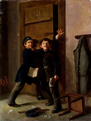 Students' Pranks by Marcin Kasiewicz Oil Painting