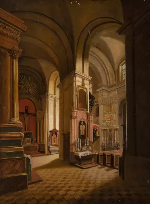 Church interior by Marcin Zaleski Oil Painting