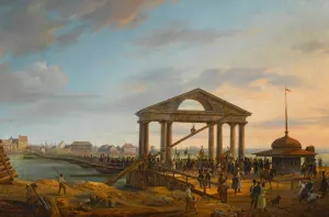 Entry to Warsaw with captives and standards won in the battles of Wawer and Dab Wielki on 2 April 1831 by Marcin Zaleski Oil Painting