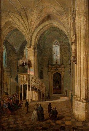Interior of St. John's Cathedral in Warsaw by Marcin Zaleski Oil Painting