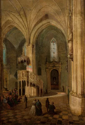Interior of St. John's Cathedral in Warsaw by Marcin Zaleski Oil Painting