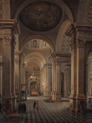 Interior of the All Saints Church in Warsaw Oil painting by Marcin Zaleski