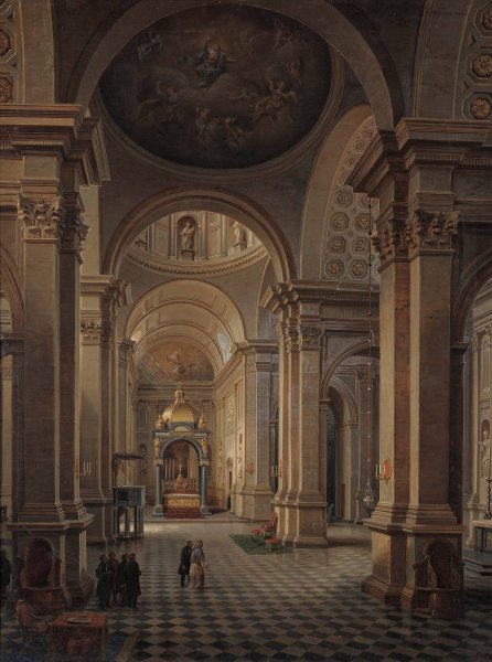 Interior of the All Saints Church in Warsaw  by Marcin Zaleski - Hand-Painted Oil Painting Reproduction