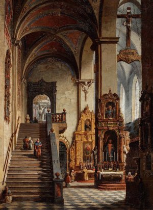 Interior of the Dominican Church in Krakow Oil painting by Marcin Zaleski