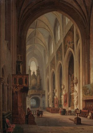 Interior of the Dominican Church in Krakow by Marcin Zaleski Oil Painting
