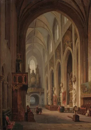 Interior of the Dominican Church in Krakow by Marcin Zaleski Oil Painting