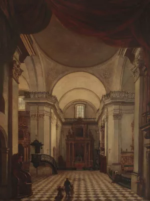 Interior of the Holy Cross Church in Warsaw by Marcin Zaleski Oil Painting