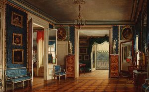 Interior of the royal bedroom in the Palace in lazienki Oil painting by Marcin Zaleski