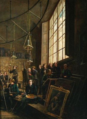 Interior of the School of Fine Arts in Warsaw by Marcin Zaleski Oil Painting