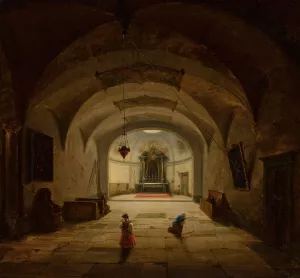 Interior of the subterranean chapel by Marcin Zaleski Oil Painting