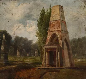 Kochanowski tomb at the Powazki cemetery by Marcin Zaleski Oil Painting