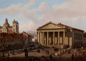 Town hall in Vilnius by Marcin Zaleski Oil Painting