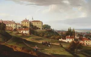 View of the Kazimierz Palace from PowiSle by Marcin Zaleski Oil Painting