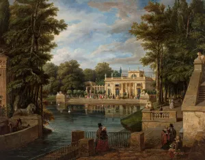 View of the lazienki Palace in summer by Marcin Zaleski Oil Painting
