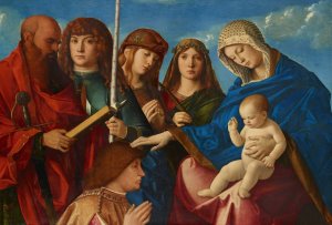 Virgin and Child Blessing a Kneeling Donor, with Four Saints by Marco Bello Oil Painting