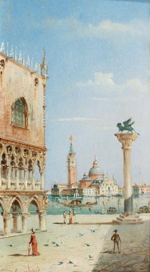 Venedig, Blick auf San Giorgio Maggiore vom Markusplatz aus by Marco Grubacs Oil Painting