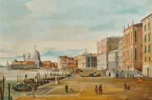 Venice, a View of the Molo and Santa Maria della Salute in the Background by Marco Grubacs Oil Painting