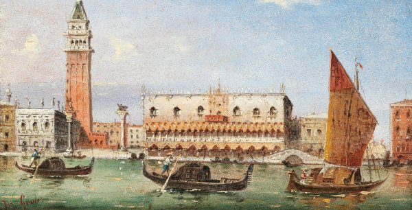 Main Product Photo of Gondolas infront of the Ca'd'Oro Painting by Marco Grubas