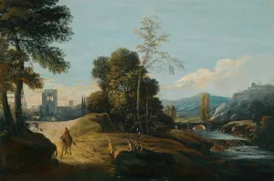 A Fluvial Landscape With Figures On A Path, A Town Beyond by Marco Ricci Oil Painting