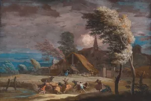 A Stormy Landscape by Marco Ricci Oil Painting