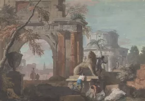 Capriccio with Roman Ruins by Marco Ricci Oil Painting