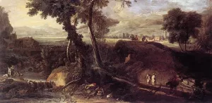 Landscape with Washerwomen by Marco Ricci Oil Painting