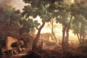 Landscape with Watering Horses by Marco Ricci Oil Painting